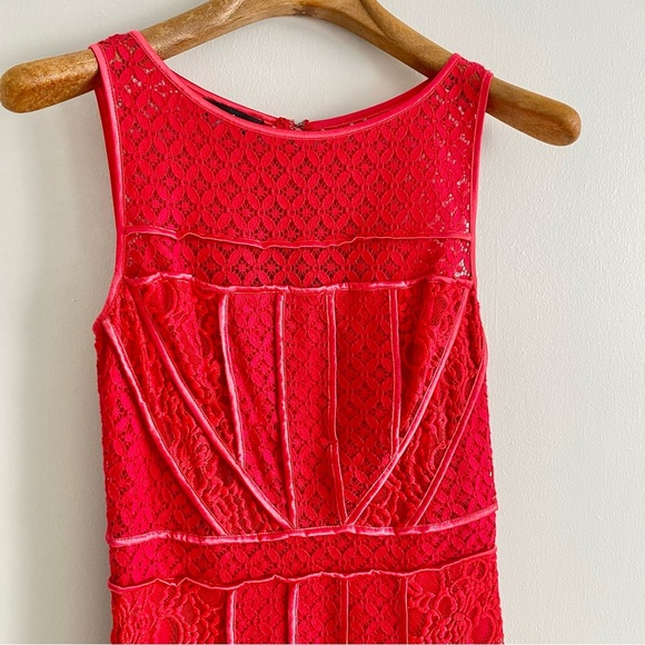 bebe Red Lace Sleeveless Dress Size 4 - Picture 2 of 9